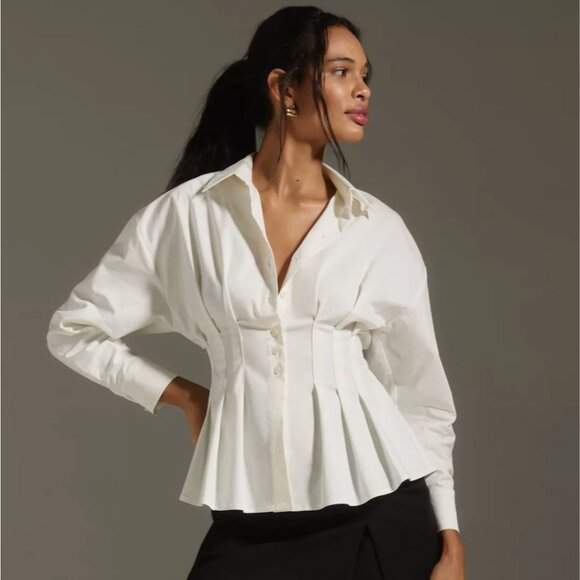 Anthropologie Tops - NWT The Tobie Long-Sleeve Pleated Blouse by Exquise Long Sleeve Top L